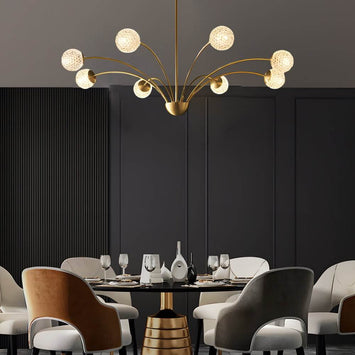 Modern Crystal Glass Ball Chandelier 8-Light Brushed Copper Finish