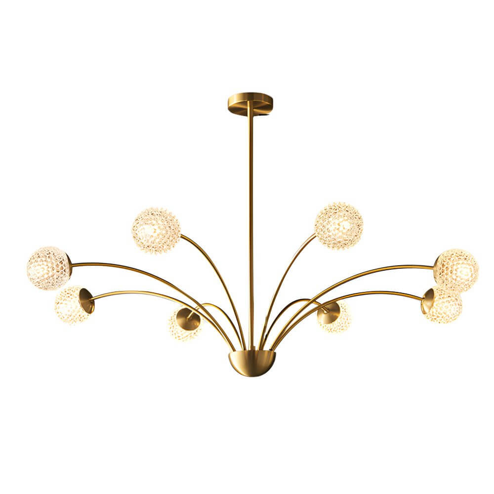 Modern Crystal Glass Ball Chandelier 8-Light Brushed Copper Finish