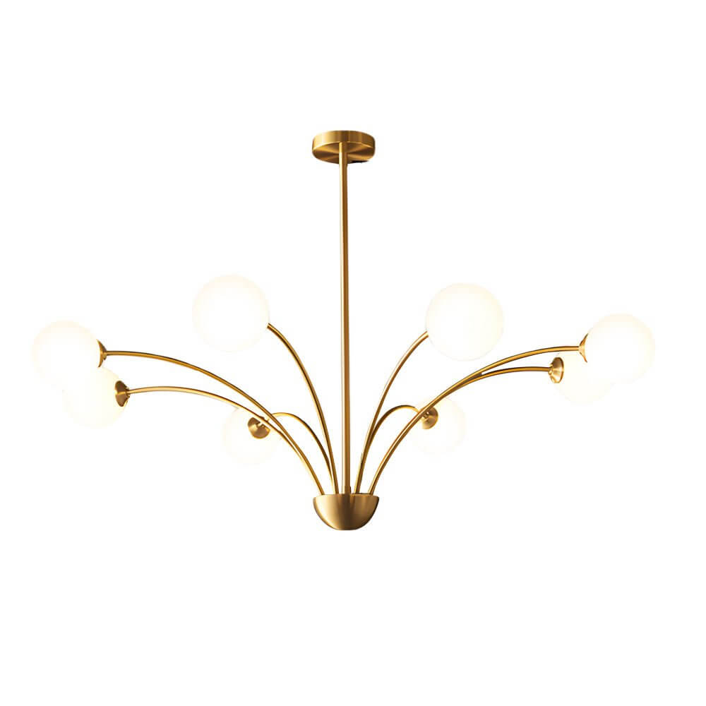 Modern Crystal Glass Ball Chandelier 8-Light Brushed Copper Finish