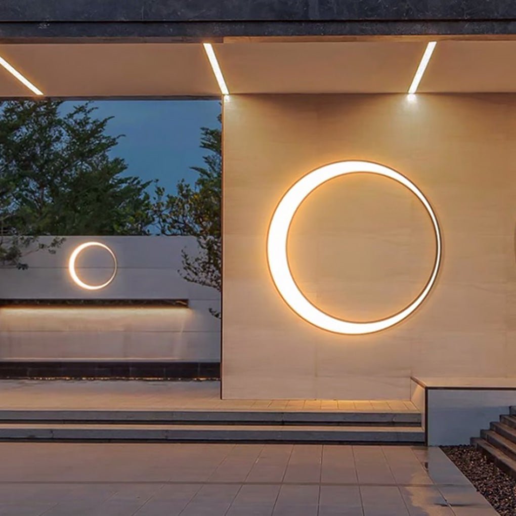 Modern Round Moon LED Outdoor Wall Light IP65 Waterproof