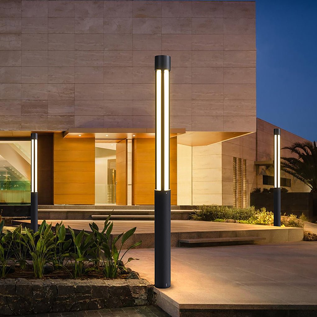 Modern Cylinder Bollard Light - LED Outdoor Landscape Lighting