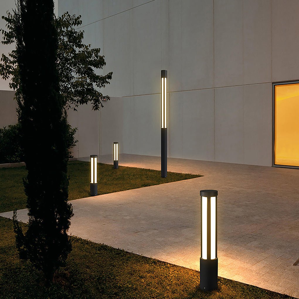 Modern Cylinder Bollard Light - LED Outdoor Landscape Lighting
