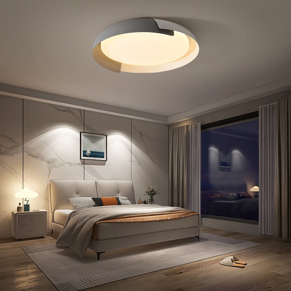 Modern Round LED Ceiling Light with Stepless Dimming - Metal