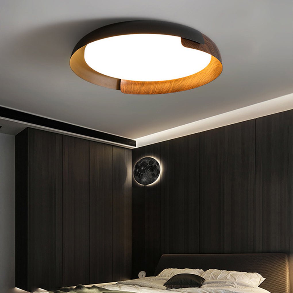 Modern Round LED Ceiling Light with Stepless Dimming - Metal