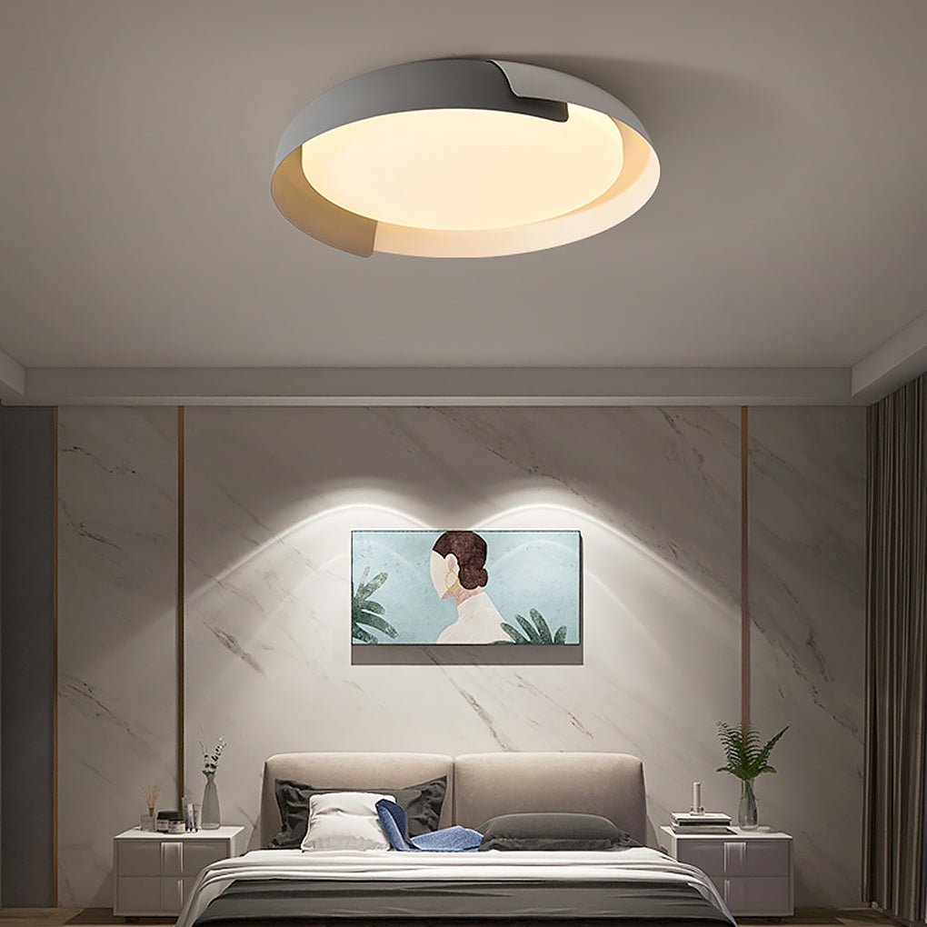 Modern Round LED Ceiling Light with Stepless Dimming - Metal