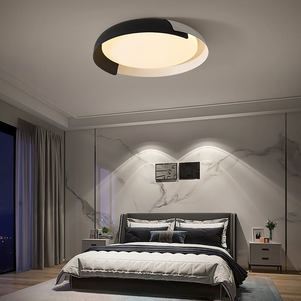 Modern Round LED Ceiling Light with Stepless Dimming - Metal