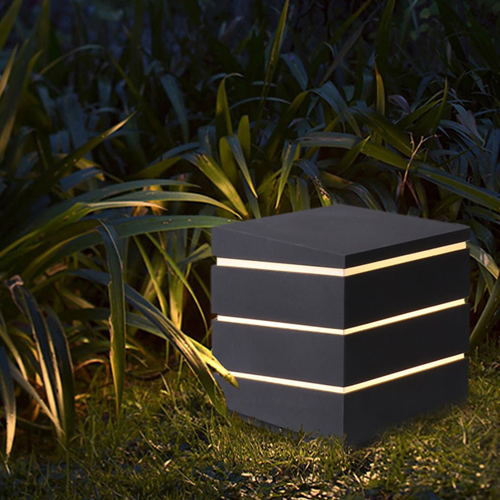 Modern Square LED Outdoor Light with Layered Acrylic Shade