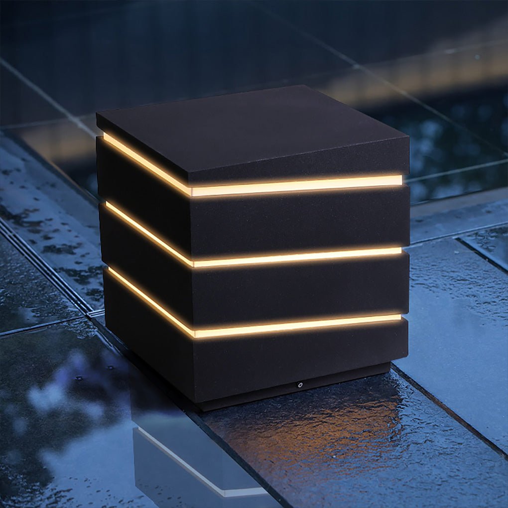 Modern Square LED Outdoor Light with Layered Acrylic Shade