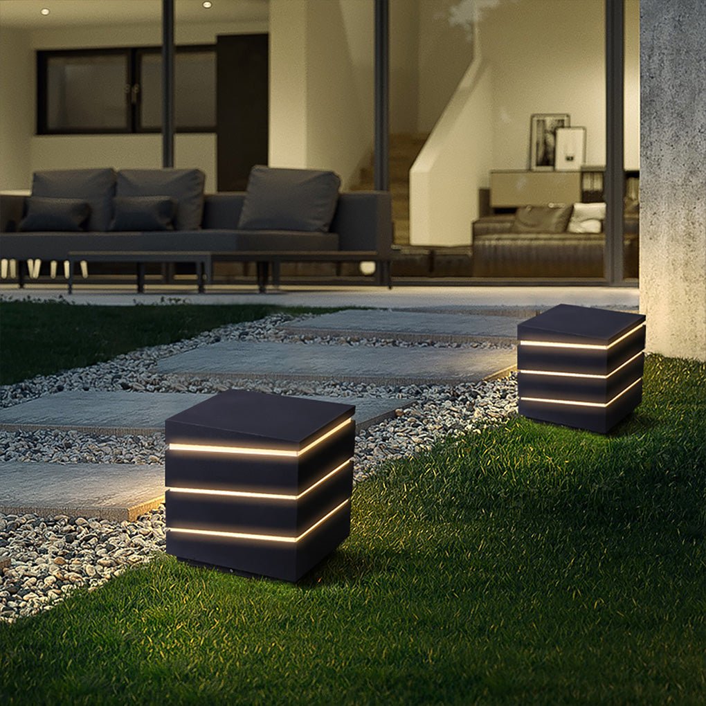 Modern Square LED Outdoor Light with Layered Acrylic Shade