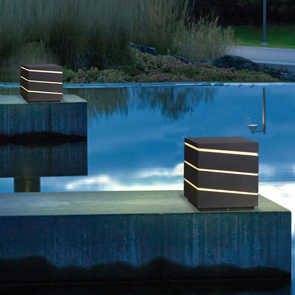 Modern Square LED Outdoor Light with Layered Acrylic Shade