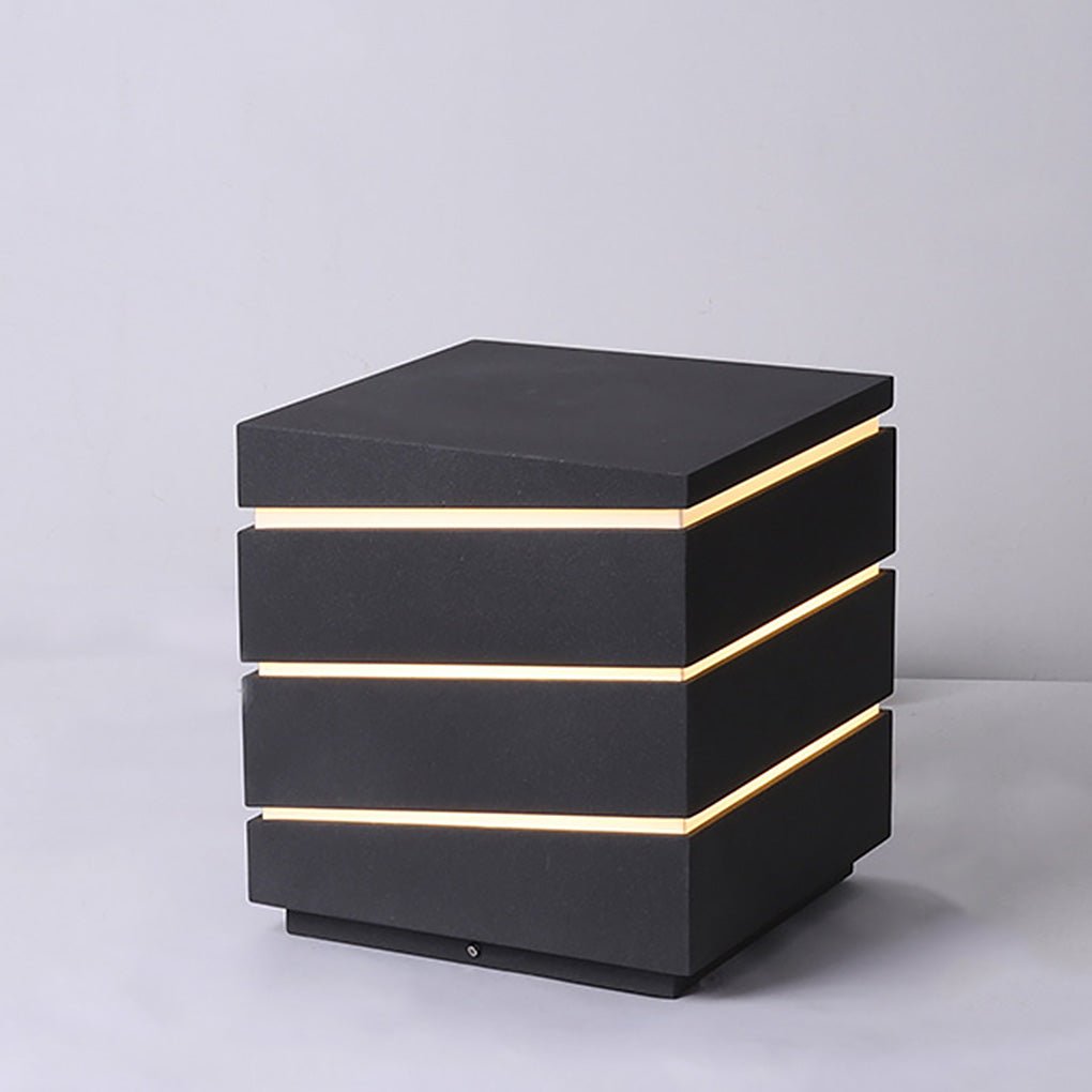 Modern Square LED Outdoor Light with Layered Acrylic Shade