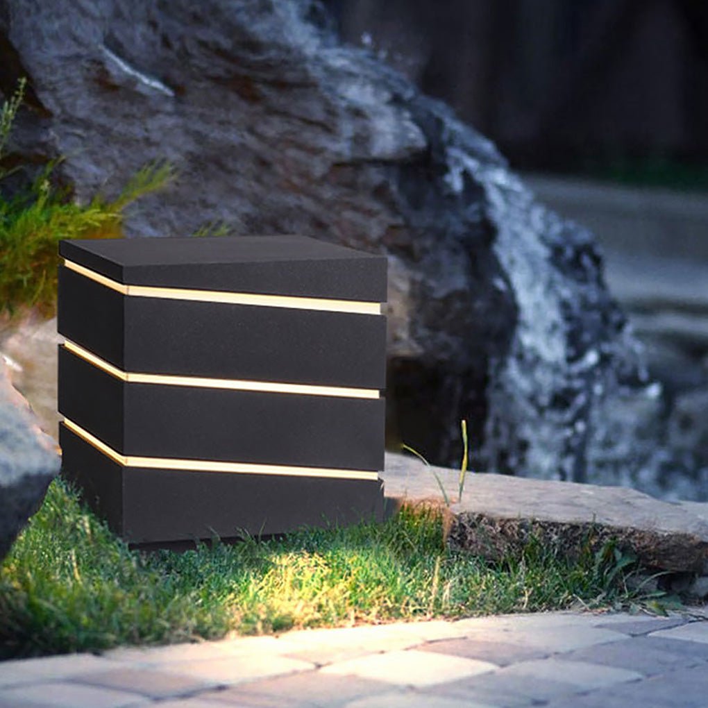 Modern Square LED Outdoor Light with Layered Acrylic Shade