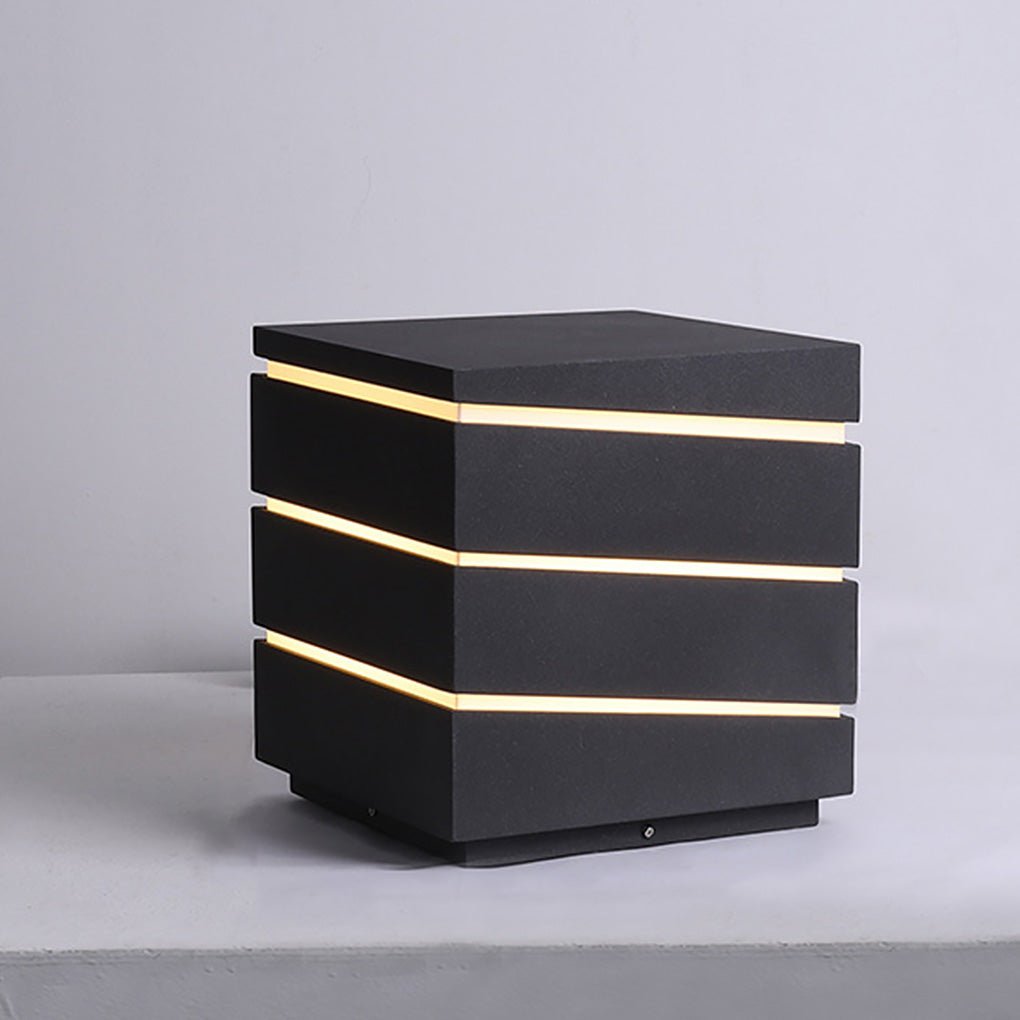 Modern Square LED Outdoor Light with Layered Acrylic Shade