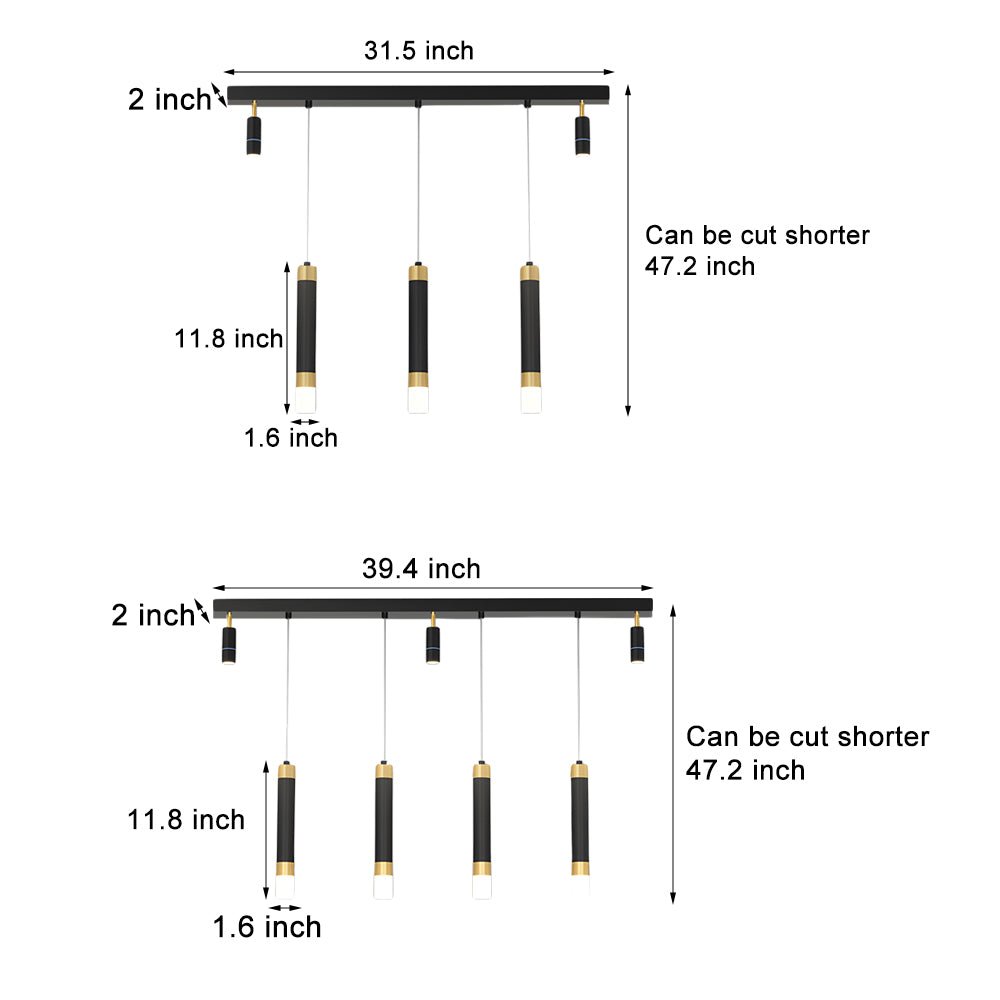 Modern Linear Strip Pendant Light with 3-Step Dimming