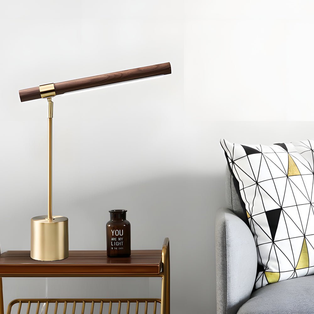 Modern Wood LED Desk Lamp with USB Port and Dimmable Light