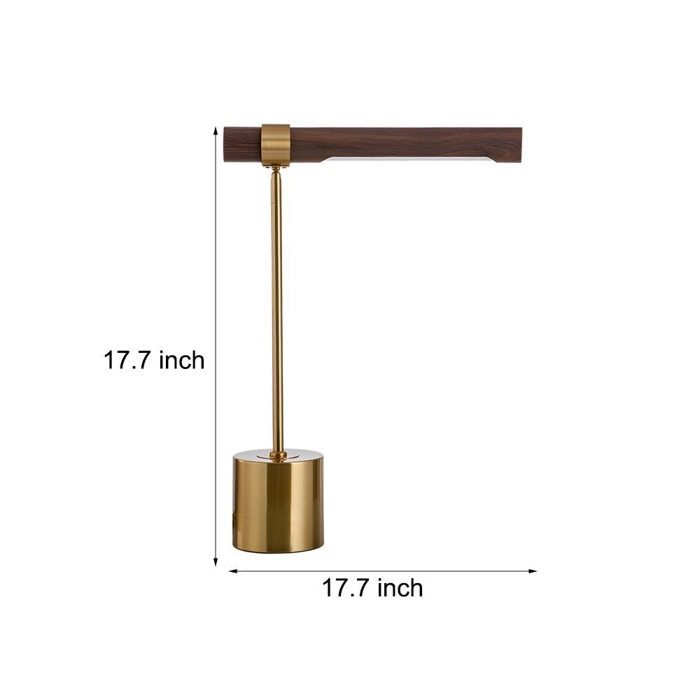 Modern Wood LED Desk Lamp with USB Port and Dimmable Light