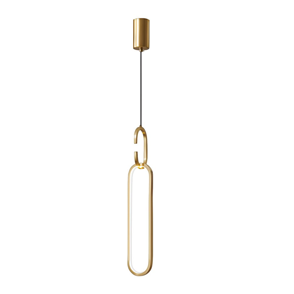 Modern Copper Pendant Light with LED 3-Step Dimming & Oval Rings