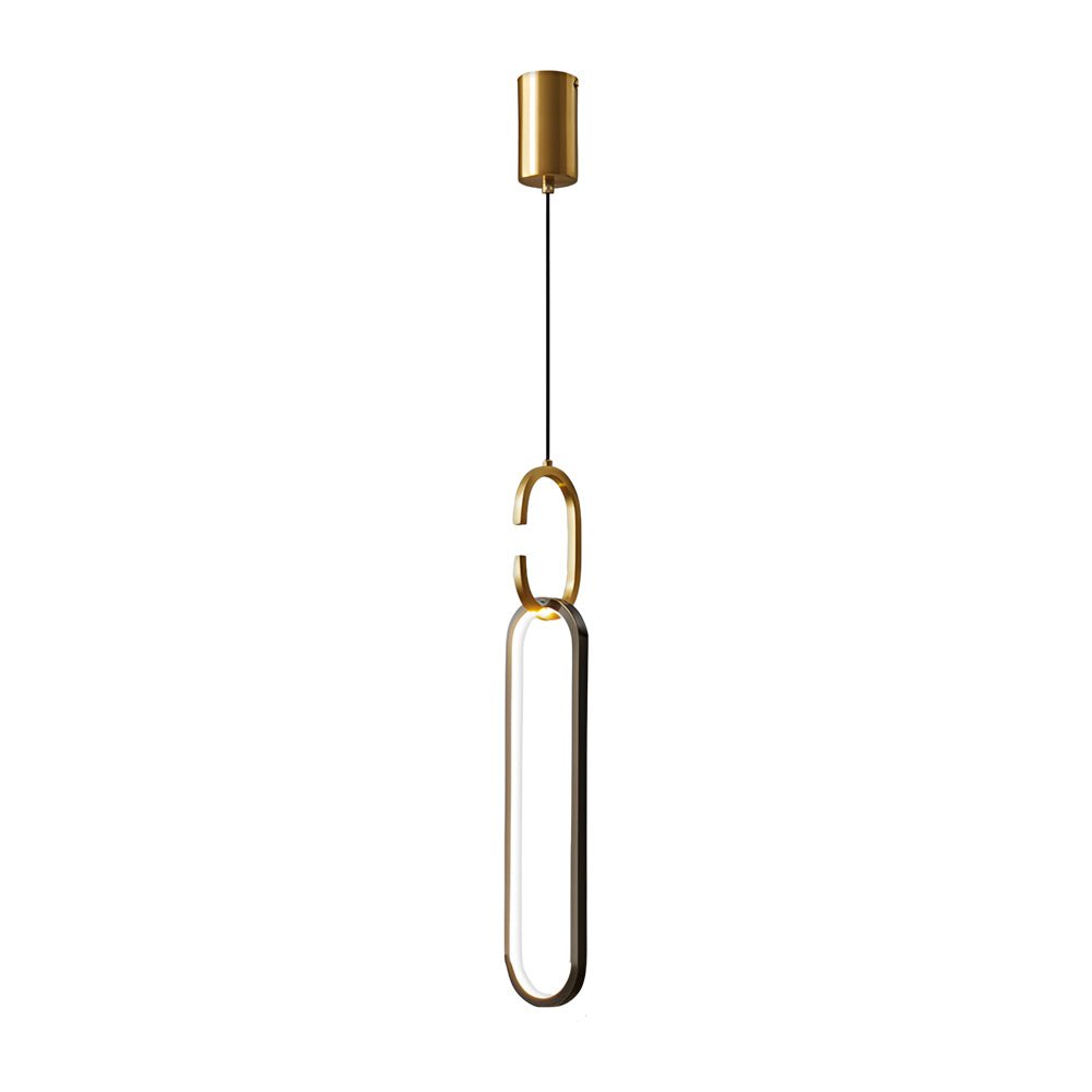 Modern Copper Pendant Light with LED 3-Step Dimming & Oval Rings
