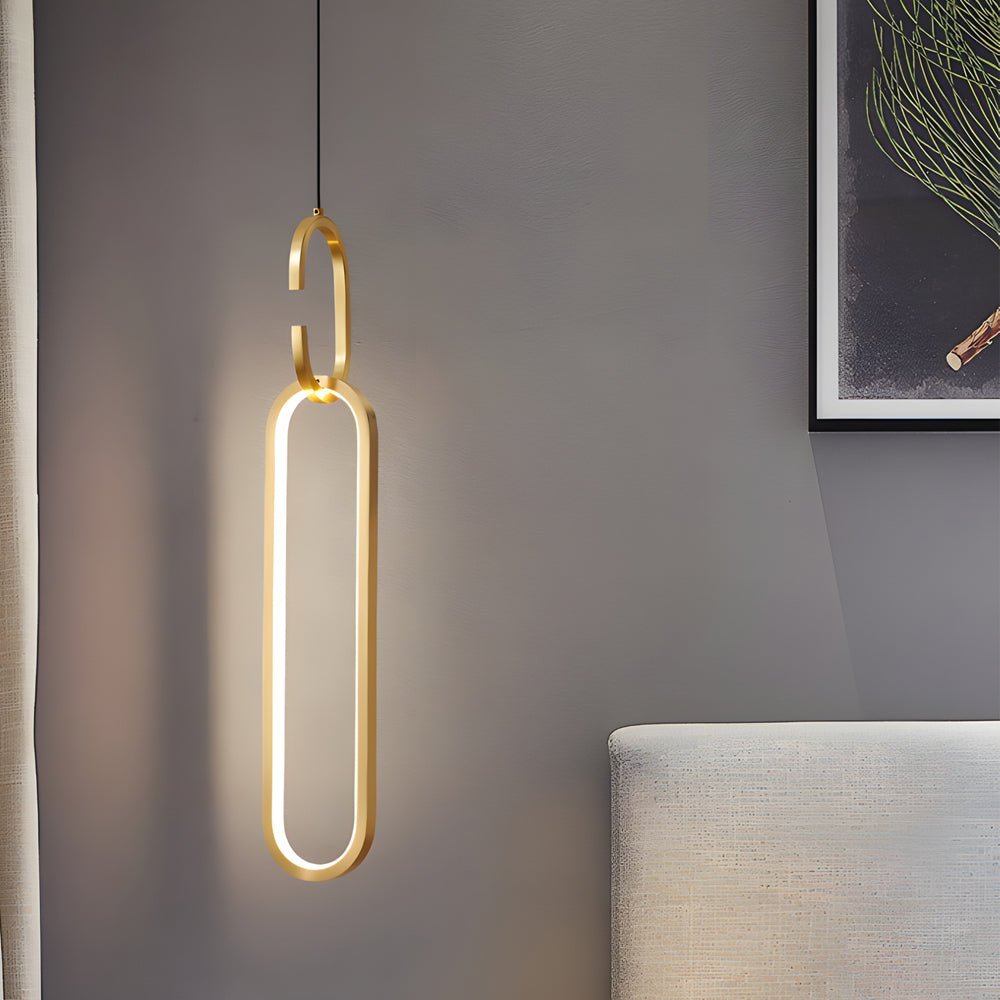 Modern Copper Pendant Light with LED 3-Step Dimming & Oval Rings