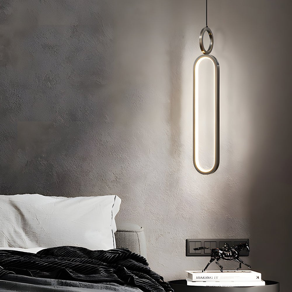 Modern Copper Pendant Light with LED 3-Step Dimming & Oval Rings