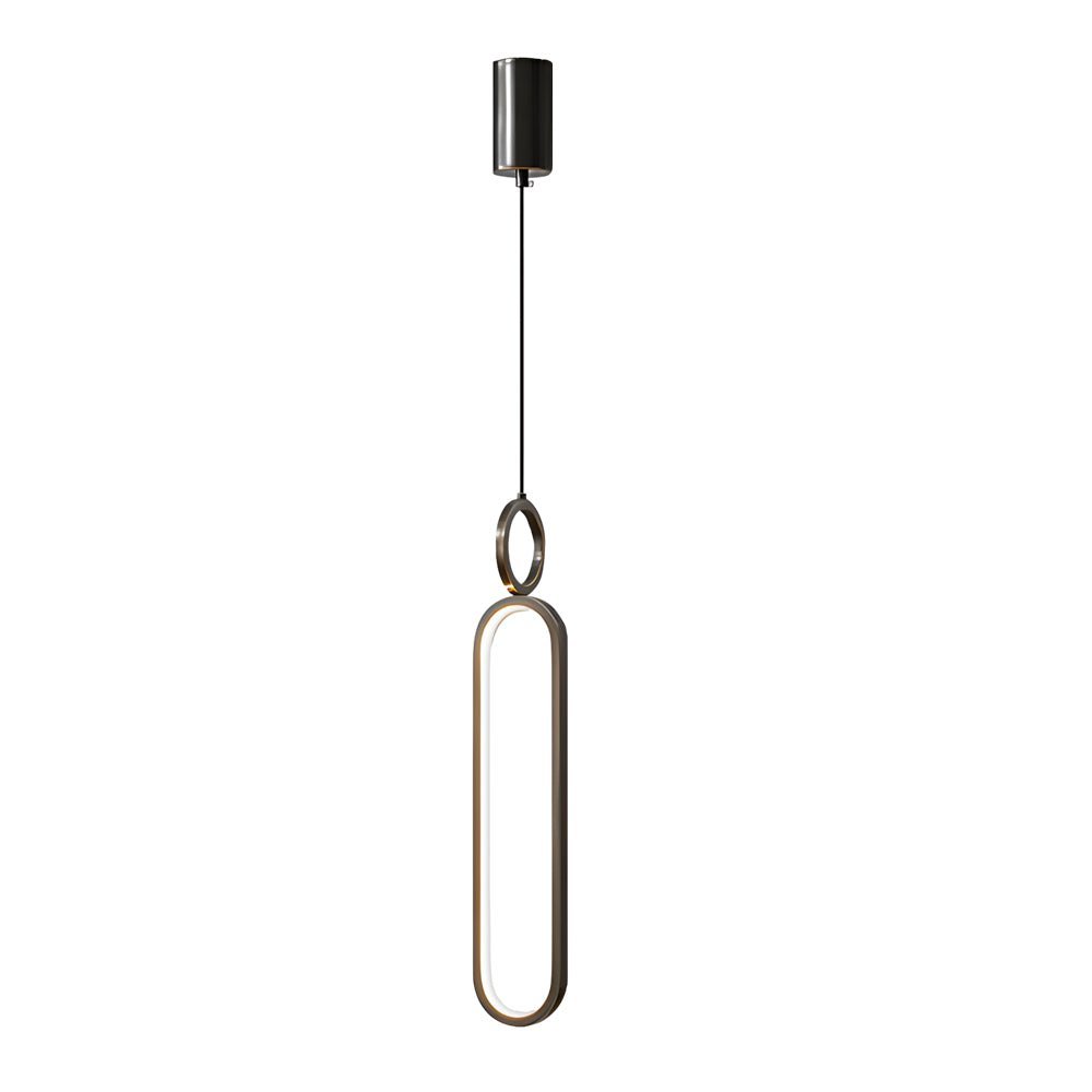Modern Copper Pendant Light with LED 3-Step Dimming & Oval Rings