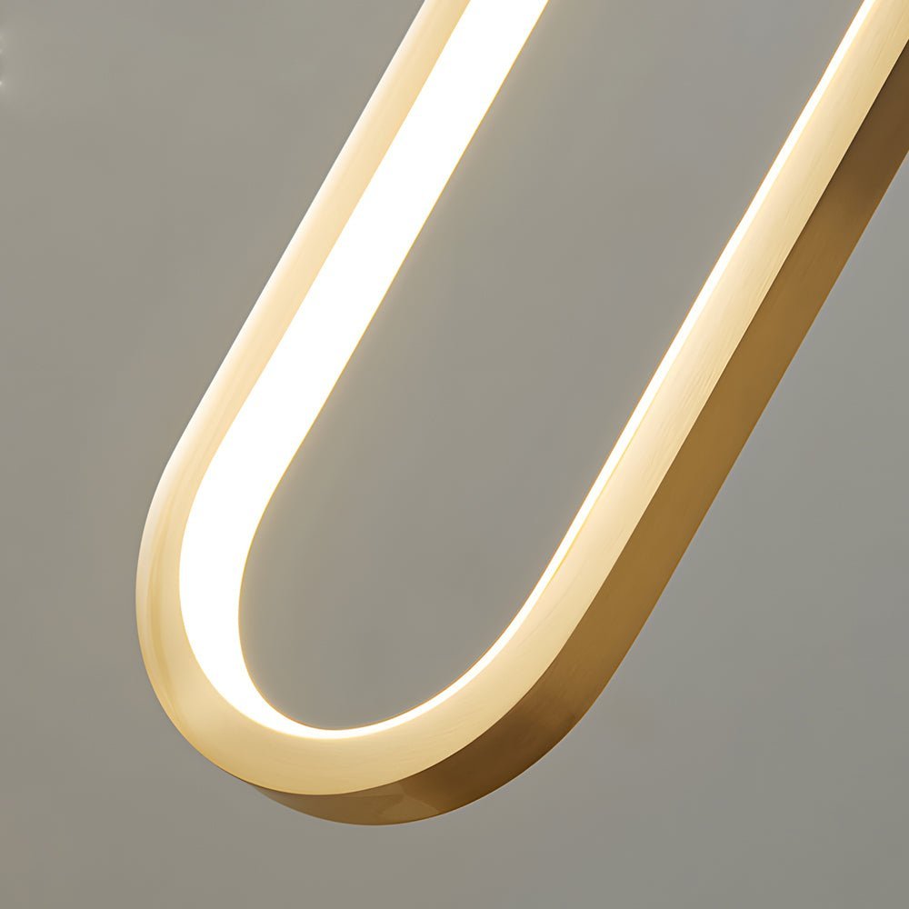 Modern Copper Pendant Light with LED 3-Step Dimming & Oval Rings