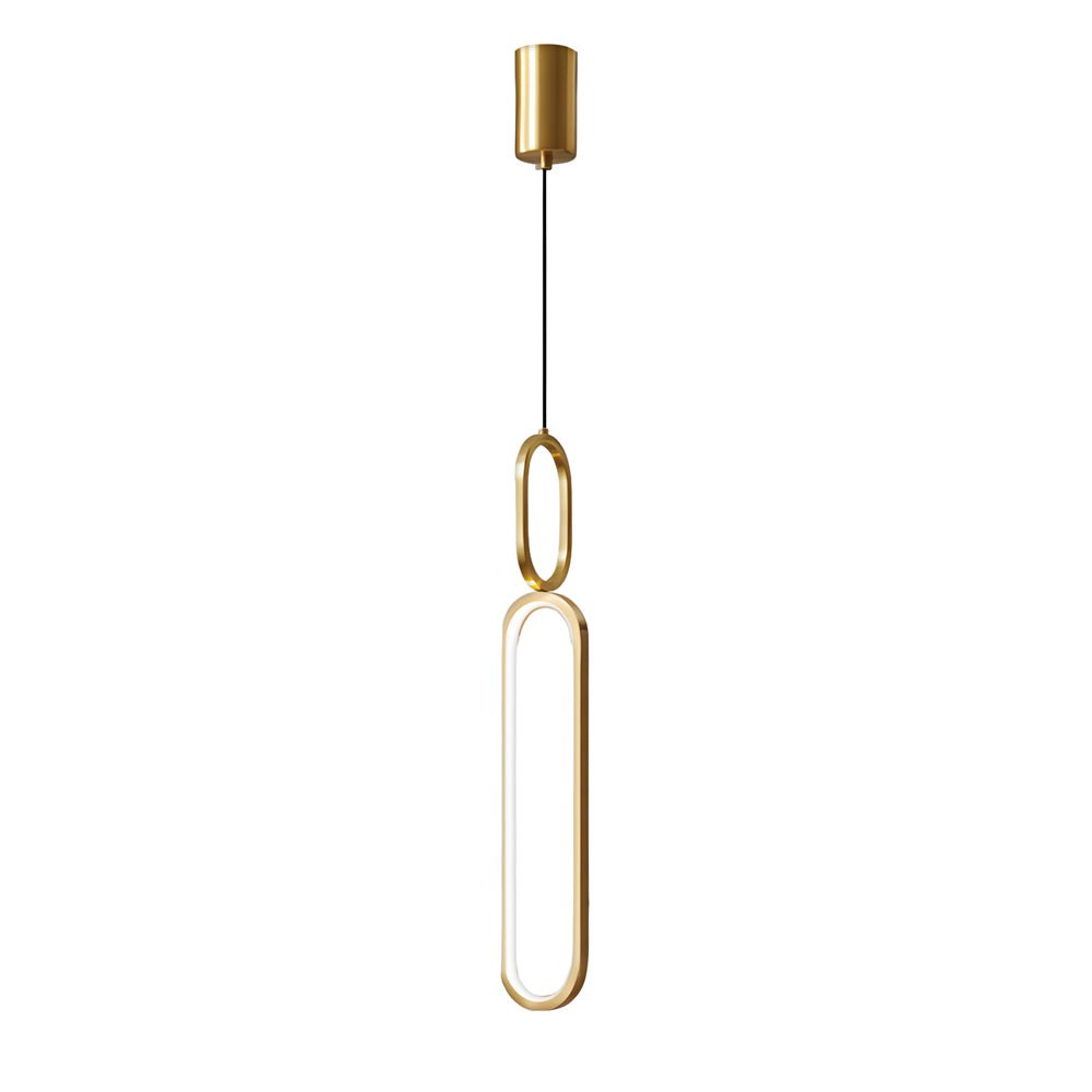 Modern Copper Pendant Light with LED 3-Step Dimming & Oval Rings