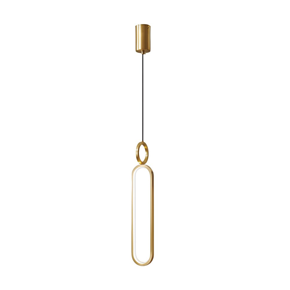 Modern Copper Pendant Light with LED 3-Step Dimming & Oval Rings