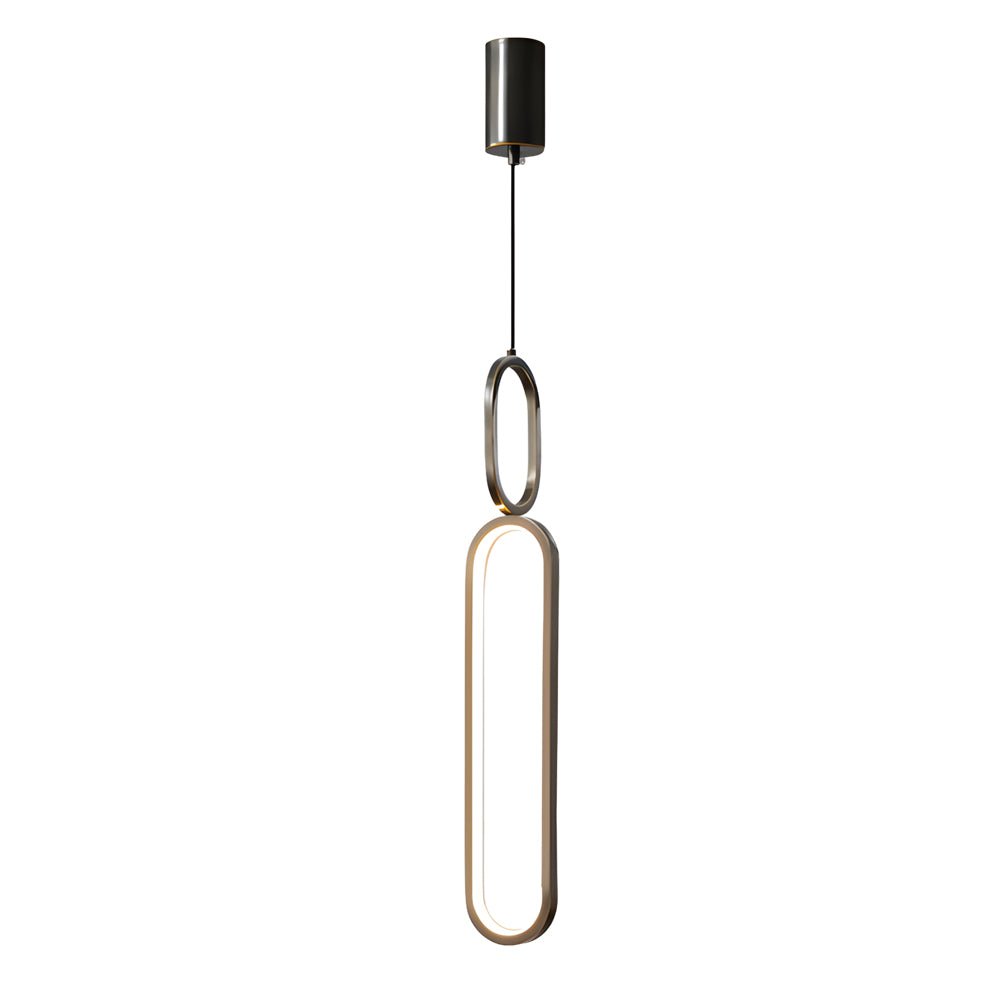Modern Copper Pendant Light with LED 3-Step Dimming & Oval Rings