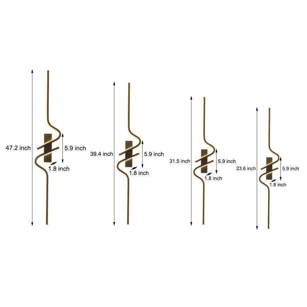 Modern Wave Aluminum LED Wall Light with 3-Step Dimming