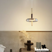 Nordic Glass Wood Brass Pendant Light with 3-Step Dimming