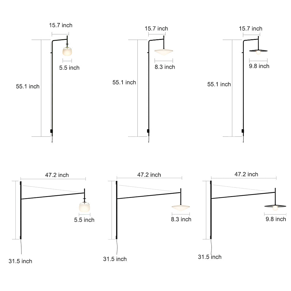 Modern Swing Arm LED Wall Sconce with Glass Shade