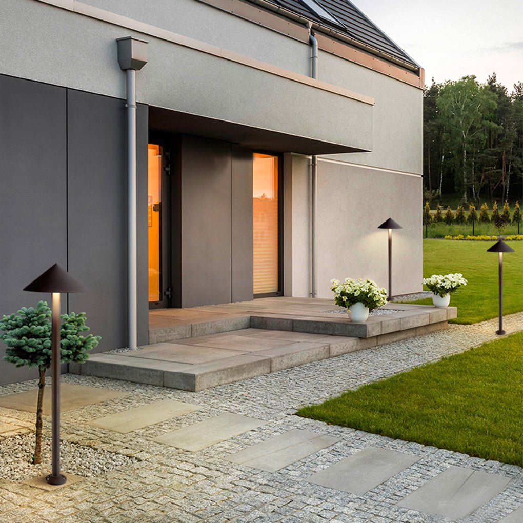 Modern Umbrella-Shaped LED Post Light for Outdoor Pathways