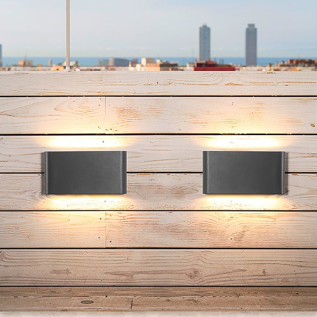 Modern Black LED Outdoor Wall Light Up Down Glass Sconce