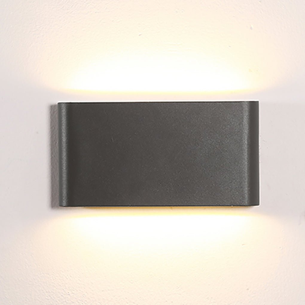 Modern Black LED Outdoor Wall Light Up Down Glass Sconce
