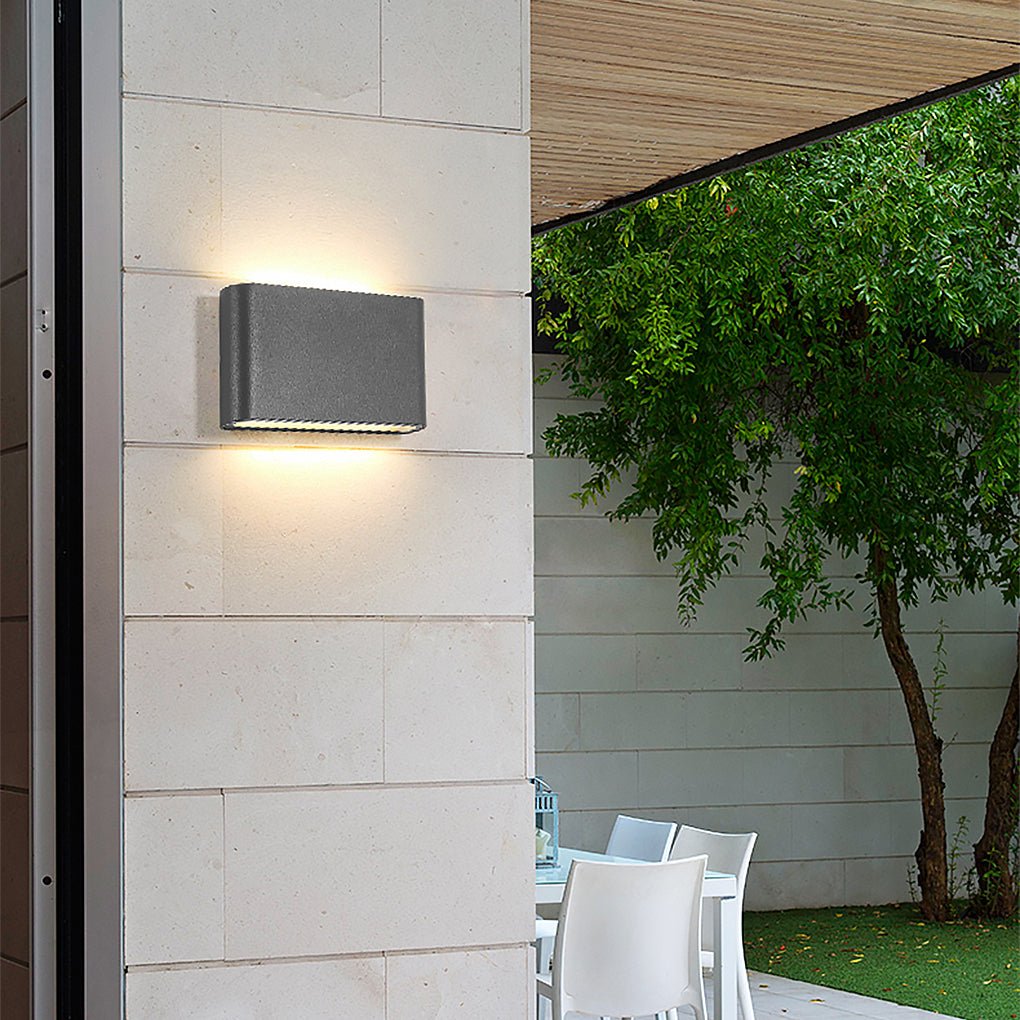 Modern Black LED Outdoor Wall Light Up Down Glass Sconce