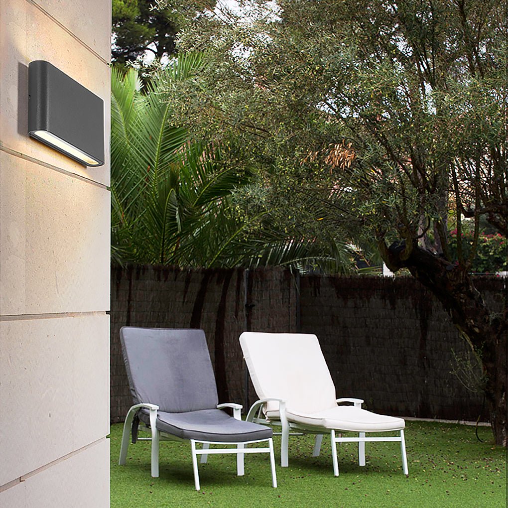 Modern Black LED Outdoor Wall Light Up Down Glass Sconce