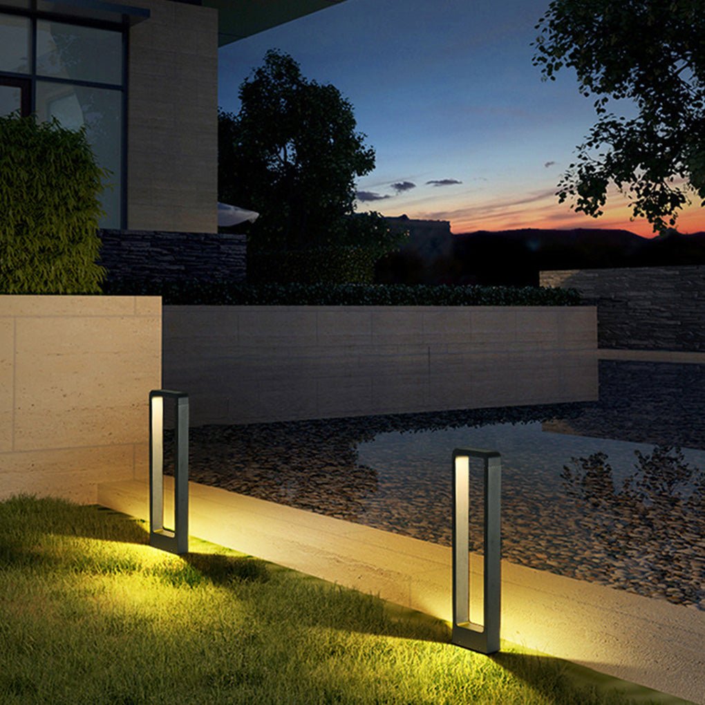 Rectangular COB LED Outdoor Path Light - Minimalist Black Aluminum