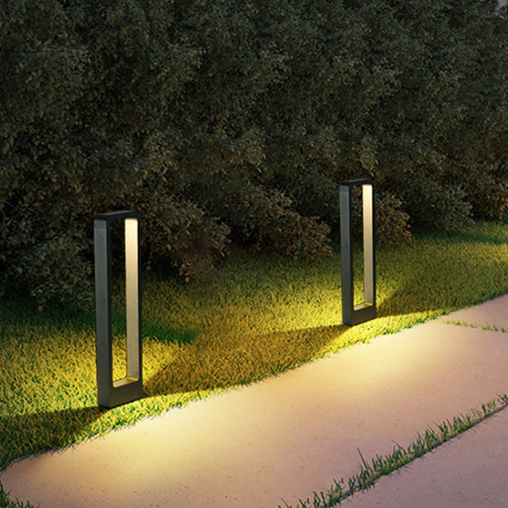 Rectangular COB LED Outdoor Path Light - Minimalist Black Aluminum