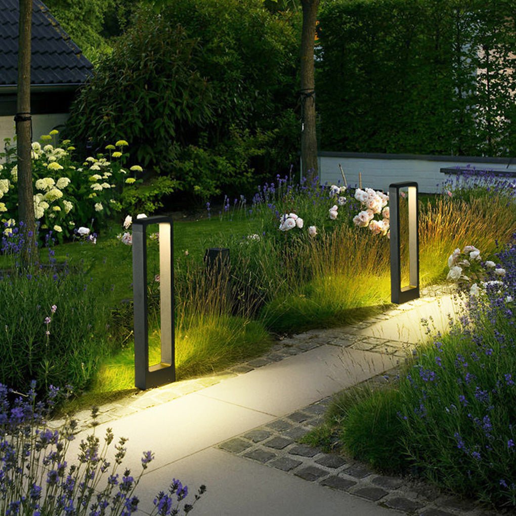 Rectangular COB LED Outdoor Path Light - Minimalist Black Aluminum