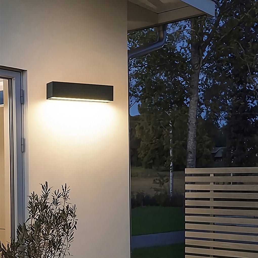 Matte Black Rectangle Outdoor Wall Light with LED