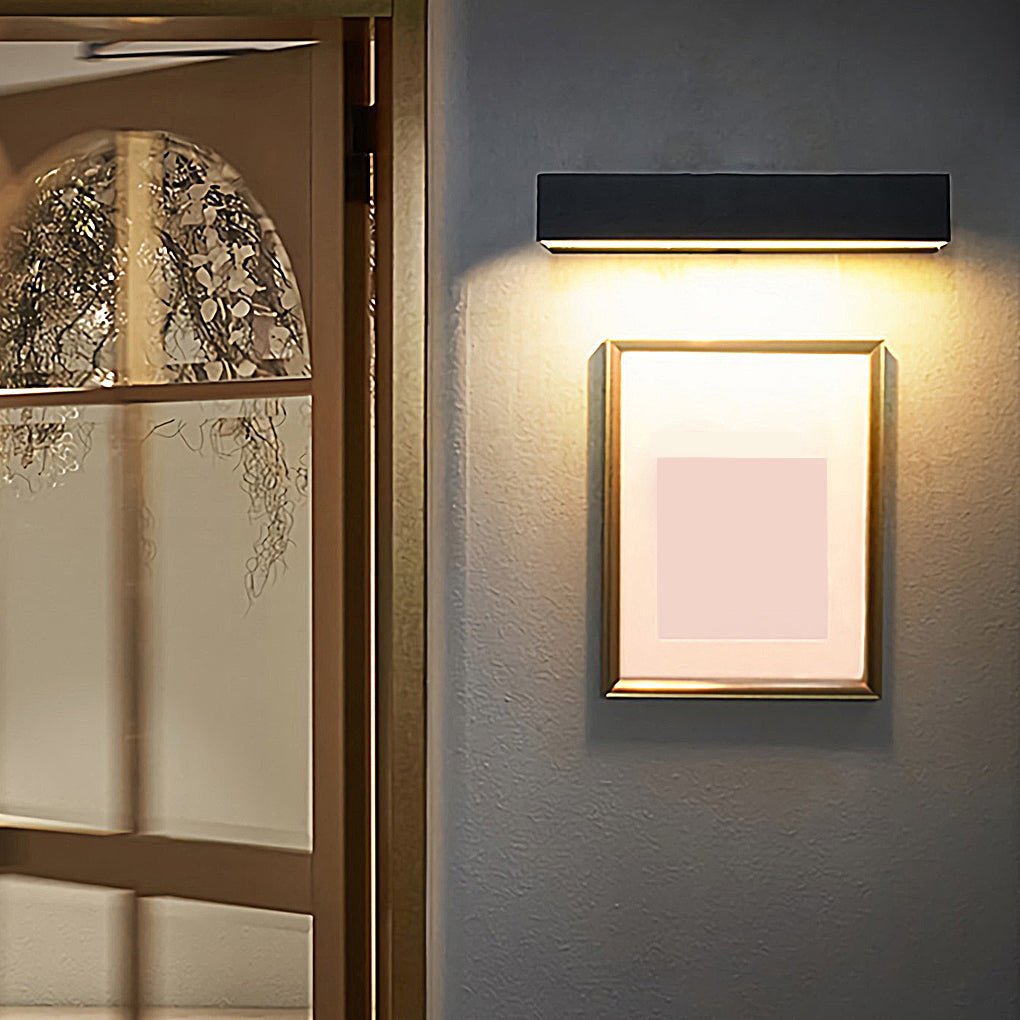 Matte Black Rectangle Outdoor Wall Light with LED