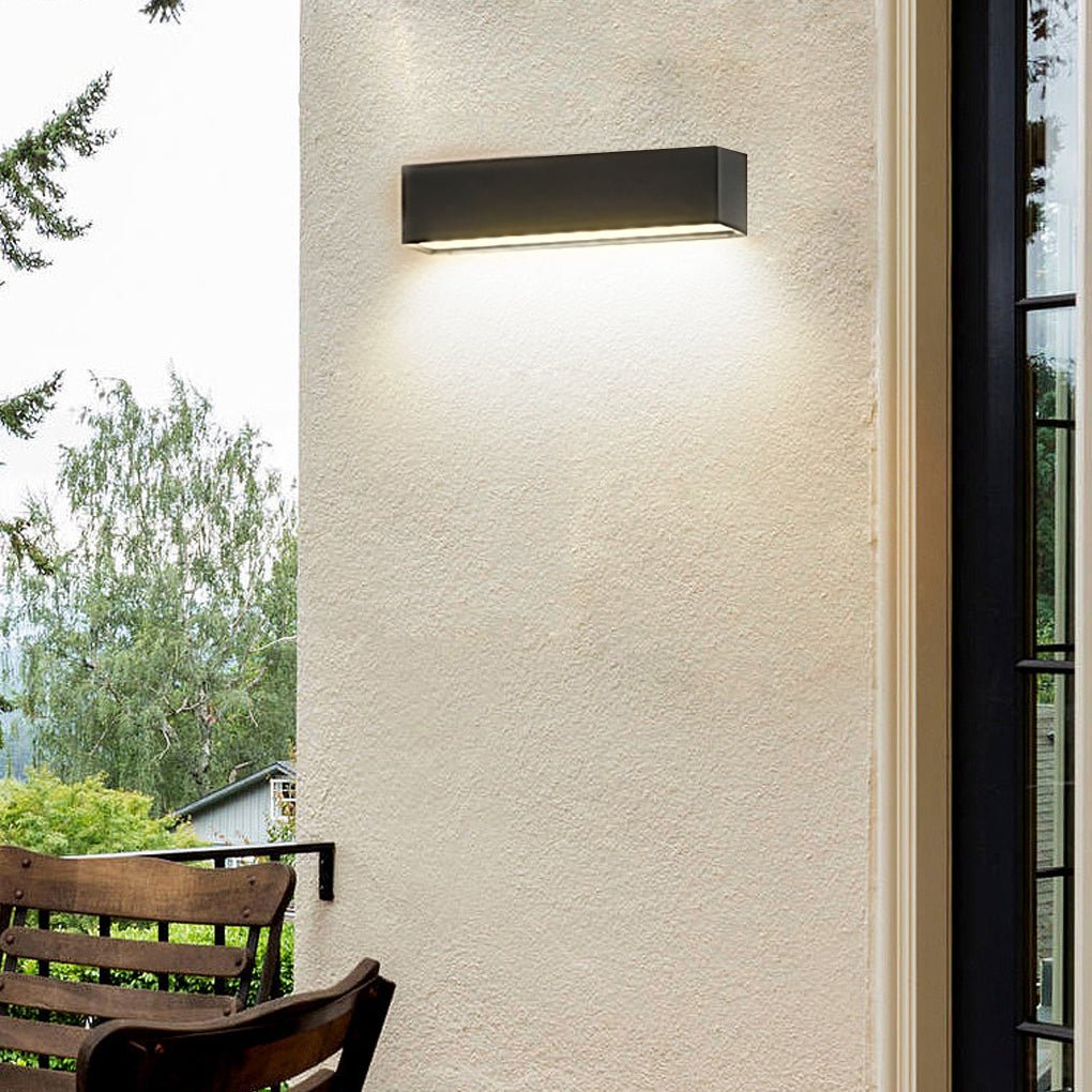 Matte Black Rectangle Outdoor Wall Light with LED