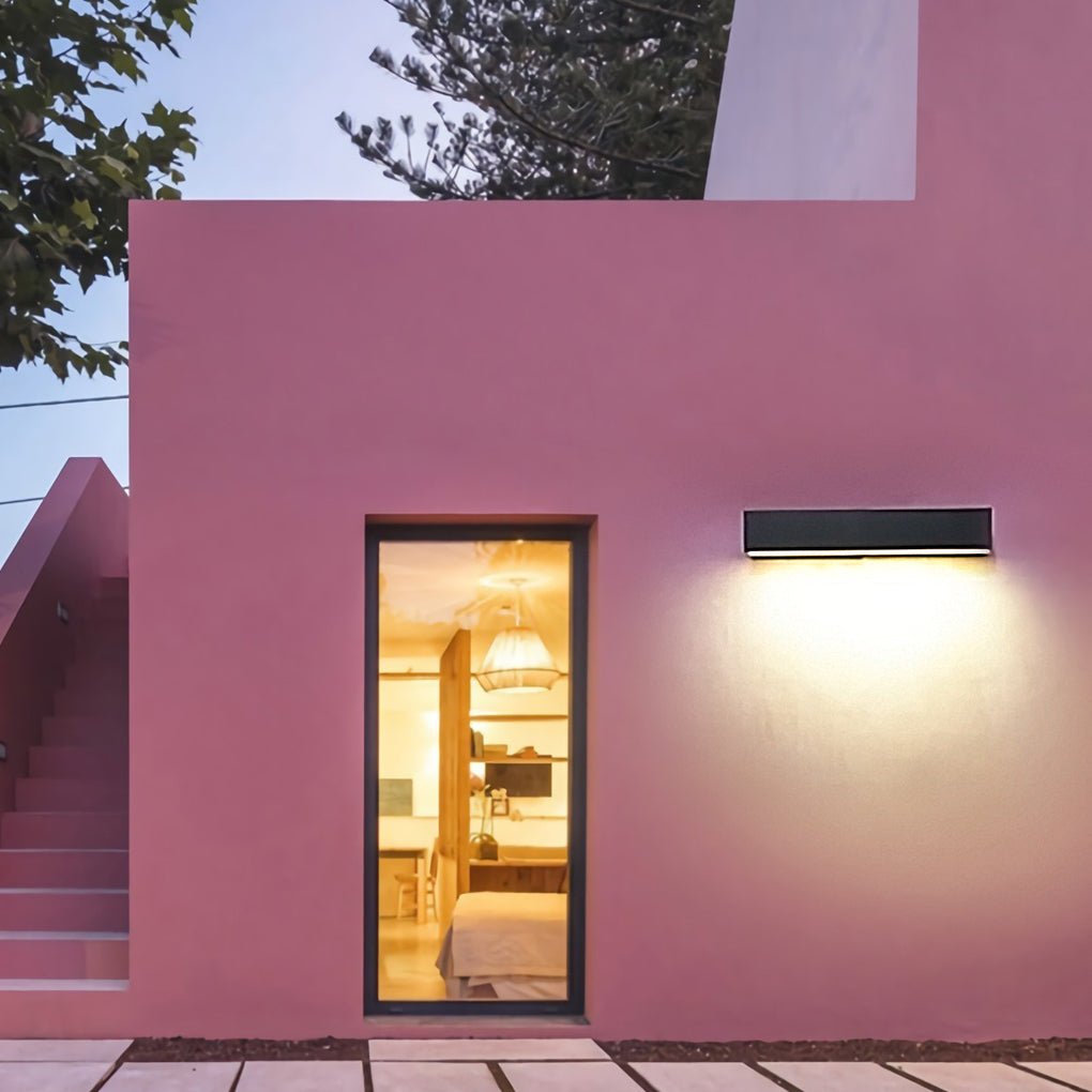 Matte Black Rectangle Outdoor Wall Light with LED
