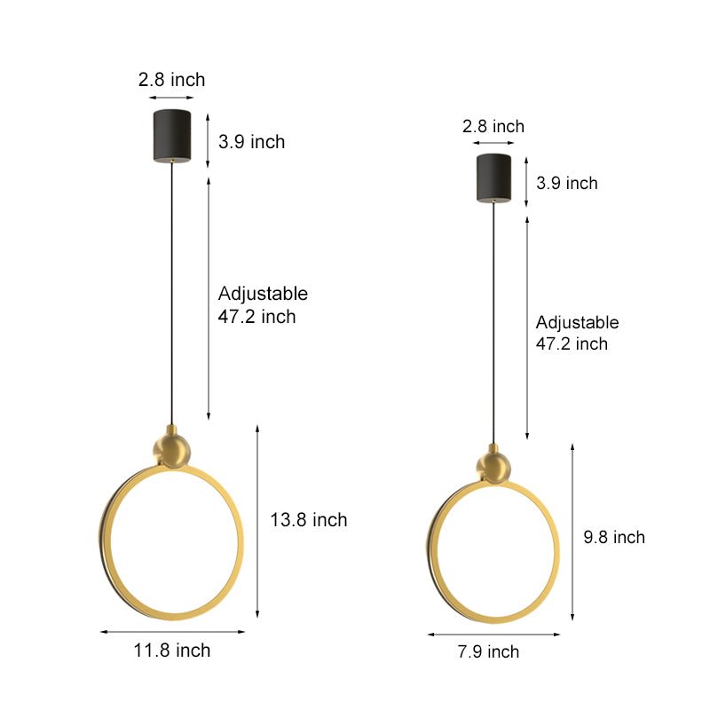 Modern Ring Pendant Light with 3-Step Dimming LED & Leather Trim