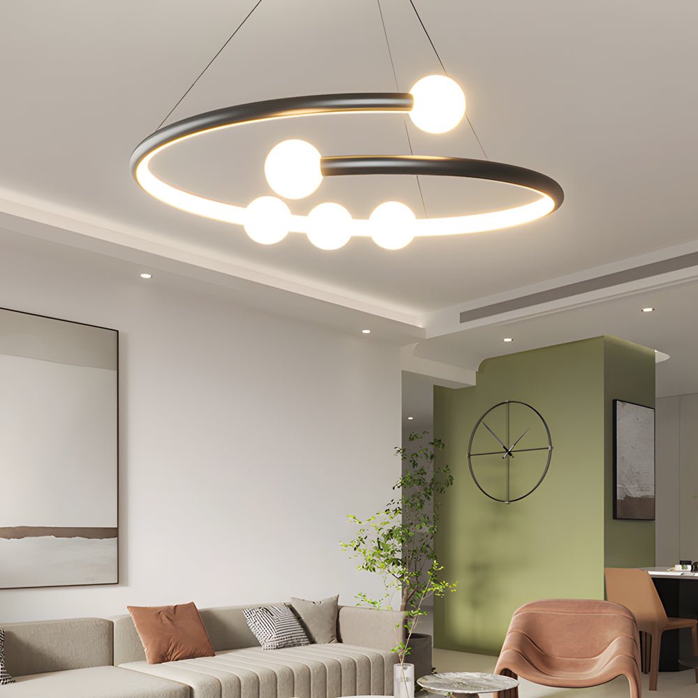 Modern Ring Chandelier with 3-Step Dimming LED Light