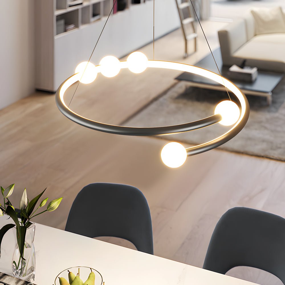 Modern Ring Chandelier with 3-Step Dimming LED Light