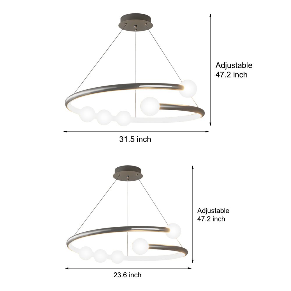 Modern Ring Chandelier with 3-Step Dimming LED Light