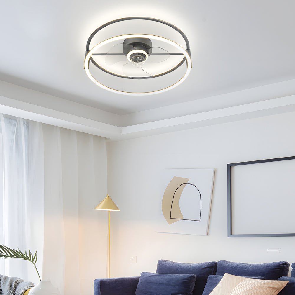 Minimalist Ring LED Bladeless Ceiling Fan Light with Remote