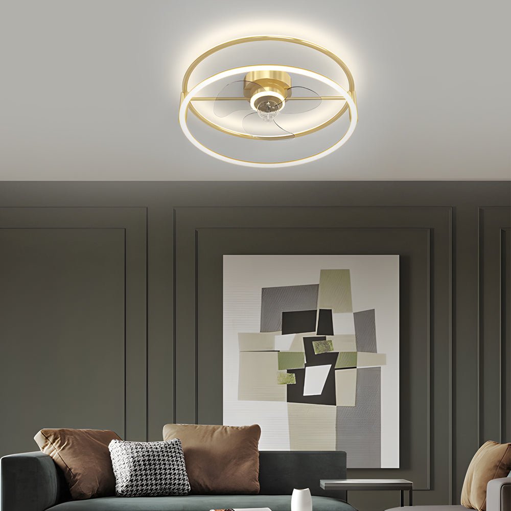 Minimalist Ring LED Bladeless Ceiling Fan Light with Remote